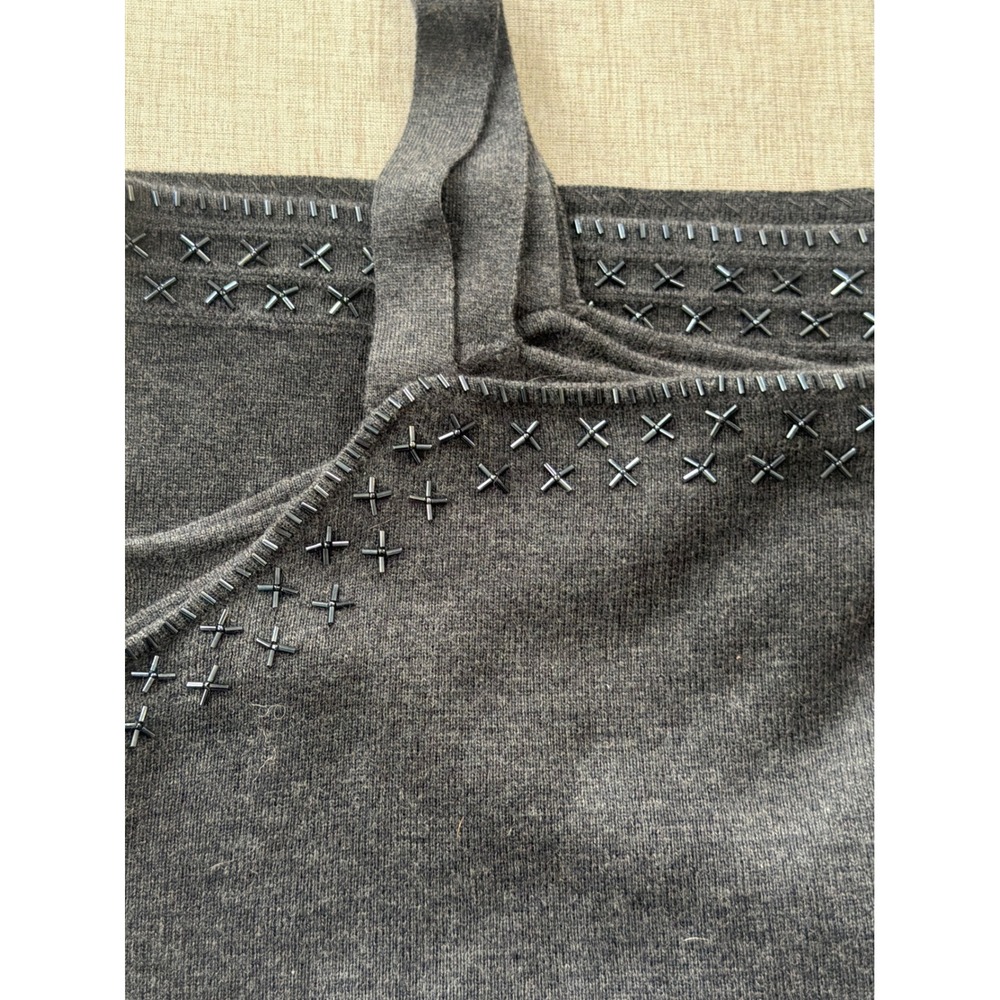 Vintage 100% Merino Wool Beaded Embellished Knit Camisole Tank 1X Plus Size Fall - Picture 10 of 10